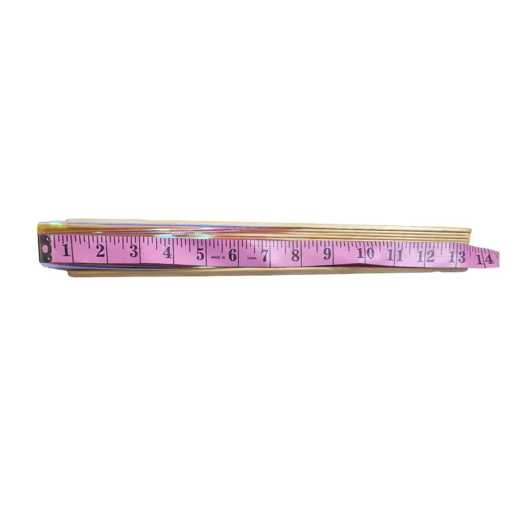 Large Holographic Rave Folding Hand Fan 13 Inch Iridescent Pink Clack Fan